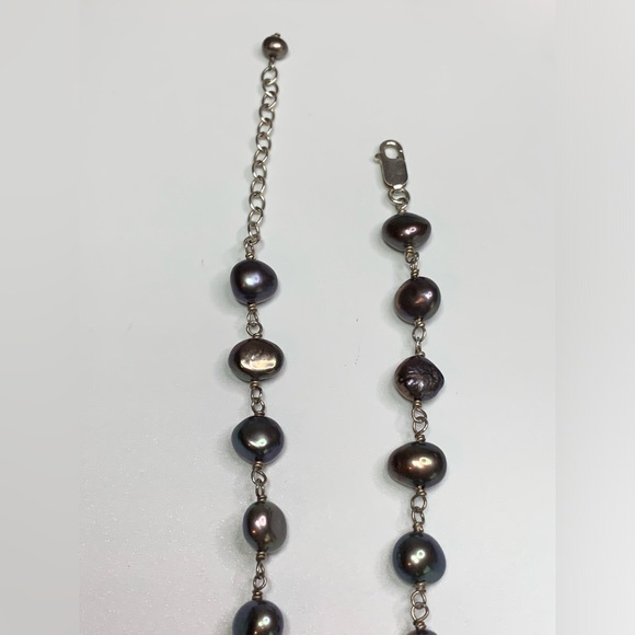 Silpada Vintage Sterling Silver & Iridescent Gray Pearl Necklace & Bracelet Set - Picture 9 of 16